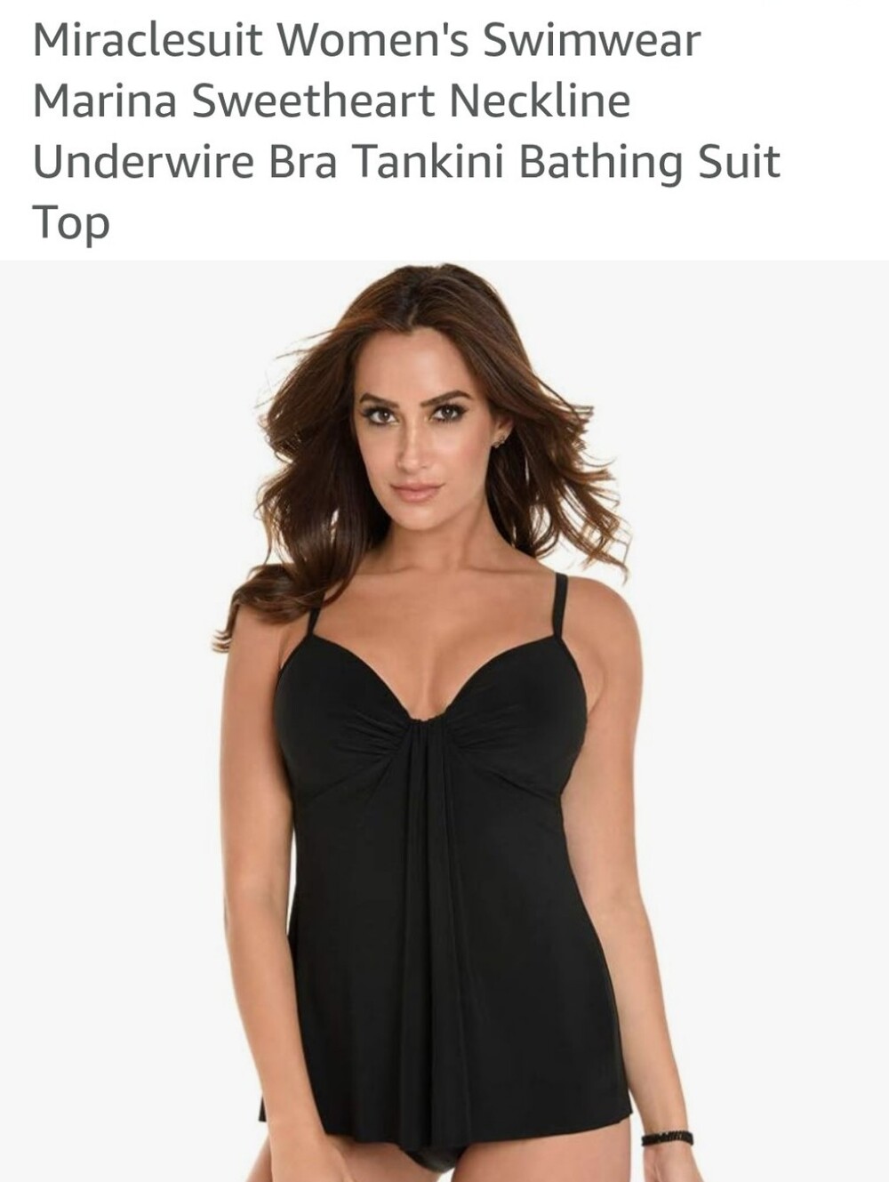 Miraclesuit 16 Womens Marina Sweetheart Neckline Underwire Bra Tankini Top Only